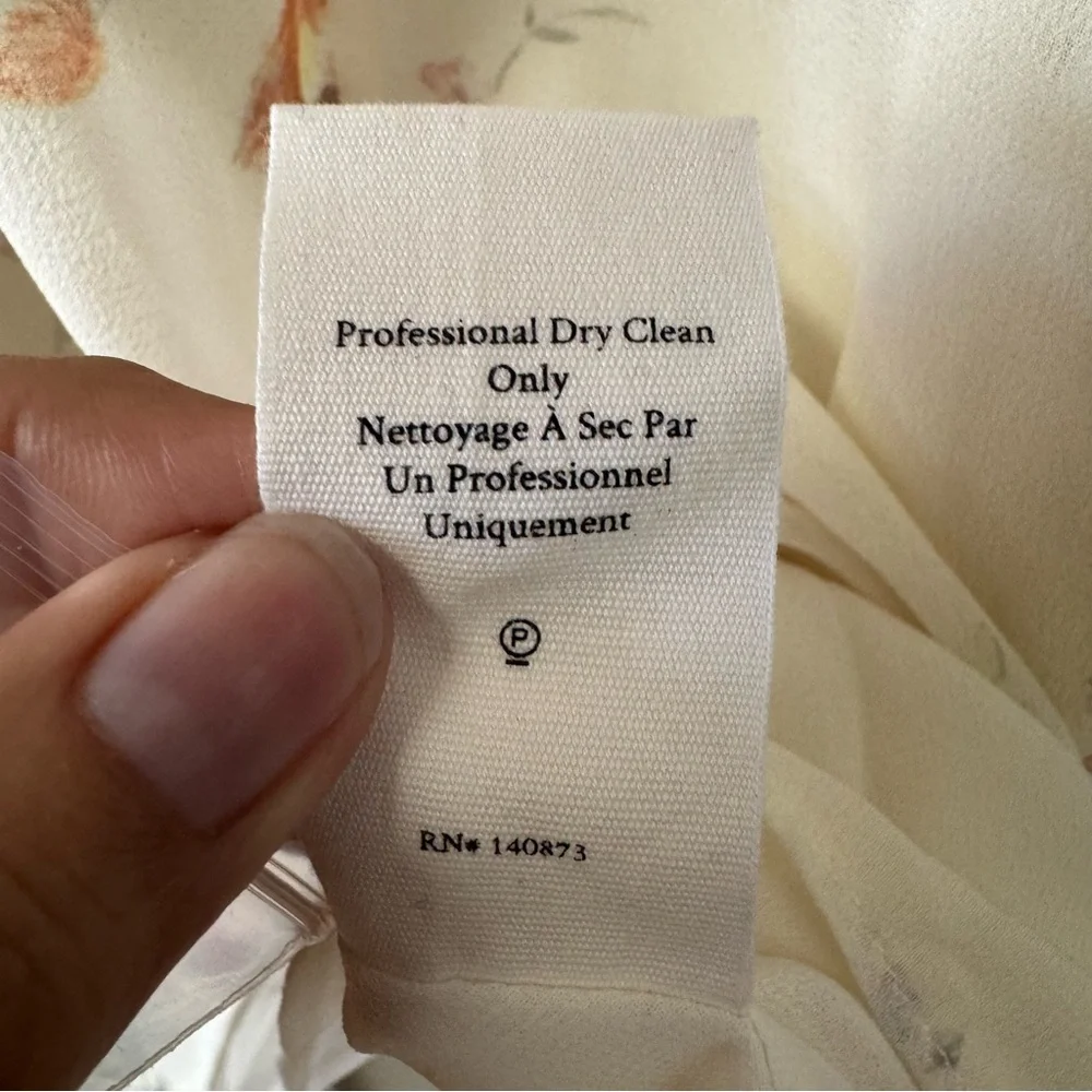 LoveShackFancy Floral Cora Silk Mini Dress Size SM Cream Coquette Feminine Sheer - Picture 8 of 14